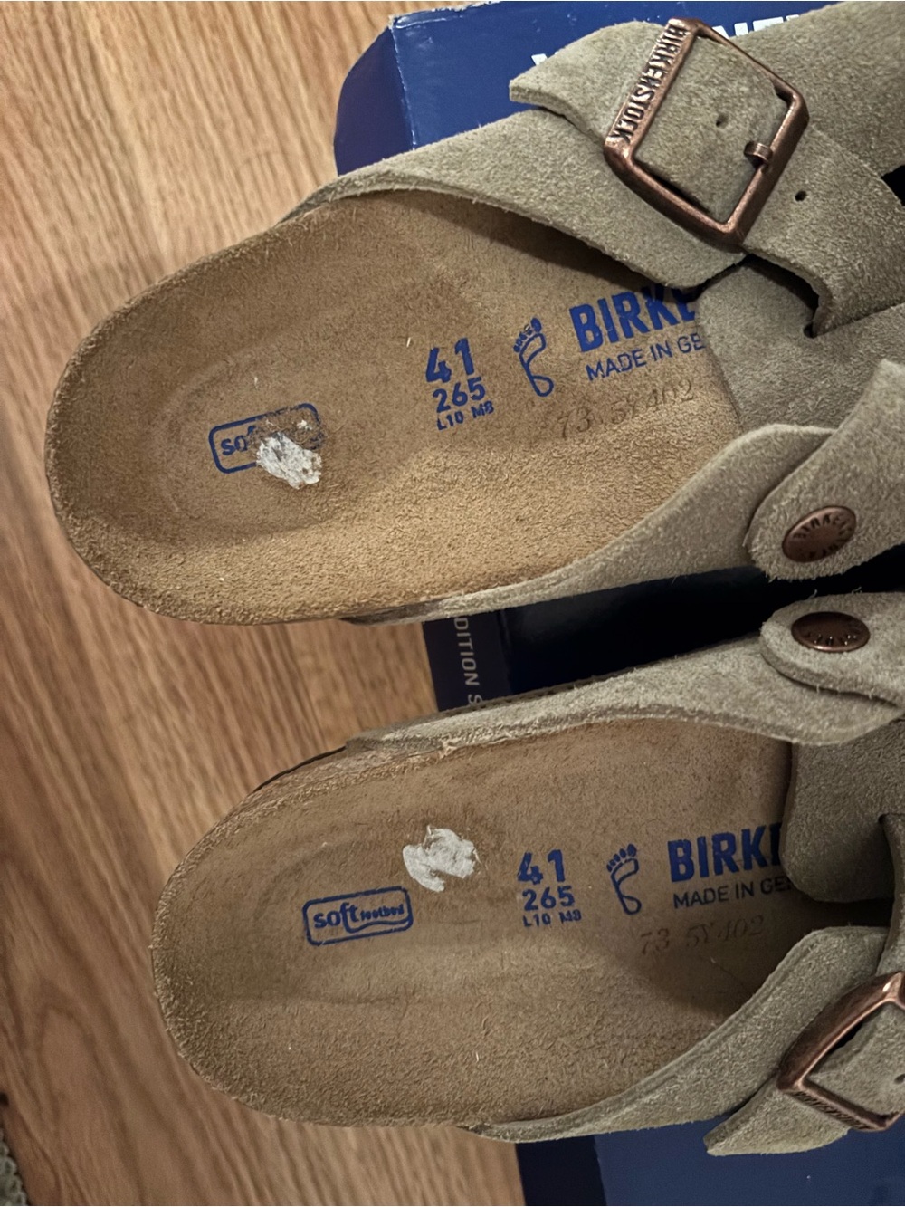 Birkenstock Women’s Taupe Suede Slip-On Boston Clogs - Picture 2 of 4